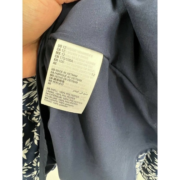 MAISON JULES Womens 12 Navy Floral Sleeveless Jewel Neck Mini Fit & Flare Dress - Picture 8 of 8